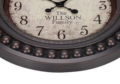 Clocks, 20" Round, Wall Clock, Antique Brown, Transitional