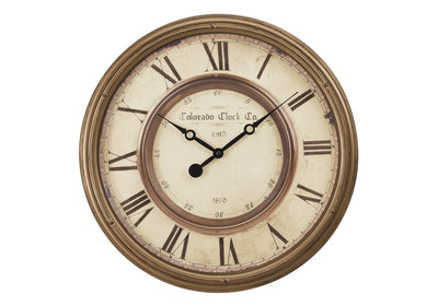 Clocks, 20" Round, Wall Clock, Antique Brown, Transitional