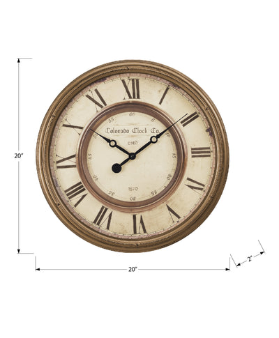 Clocks, 20" Round, Wall Clock, Antique Brown, Transitional