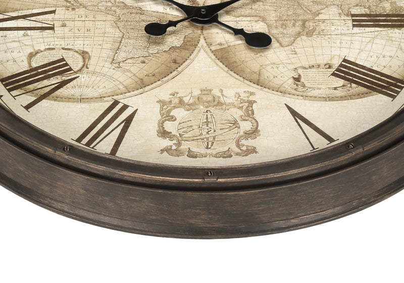 Clocks, 20" Round, Wall Clock, Antique Brown, Transitional