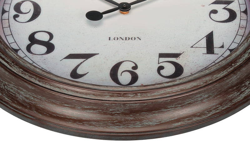 Clocks, 20" Round, Wall Clock, Antique Brown, Transitional