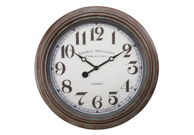 Clocks, 20" Round, Wall Clock, Antique Brown, Transitional