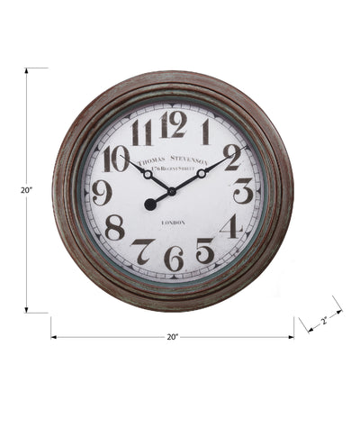 Clocks, 20" Round, Wall Clock, Antique Brown, Transitional