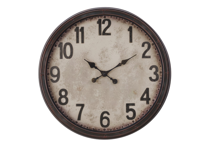 Clocks, 20" Round, Wall Clock, Antique Brown, Transitional