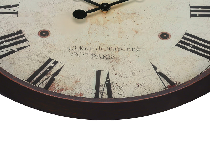 Clocks, 20" Round, Wall Clock, Antique Brown, Transitional