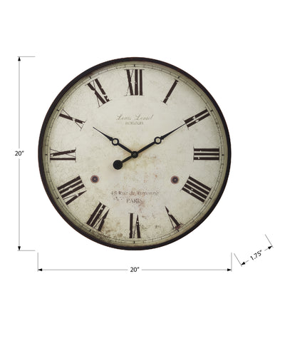 Clocks, 20" Round, Wall Clock, Antique Brown, Transitional