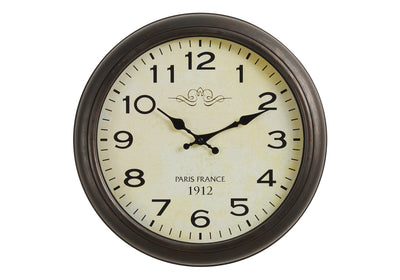 Clocks, 16" Round, Wall Clock, Antique Brown, Transitional