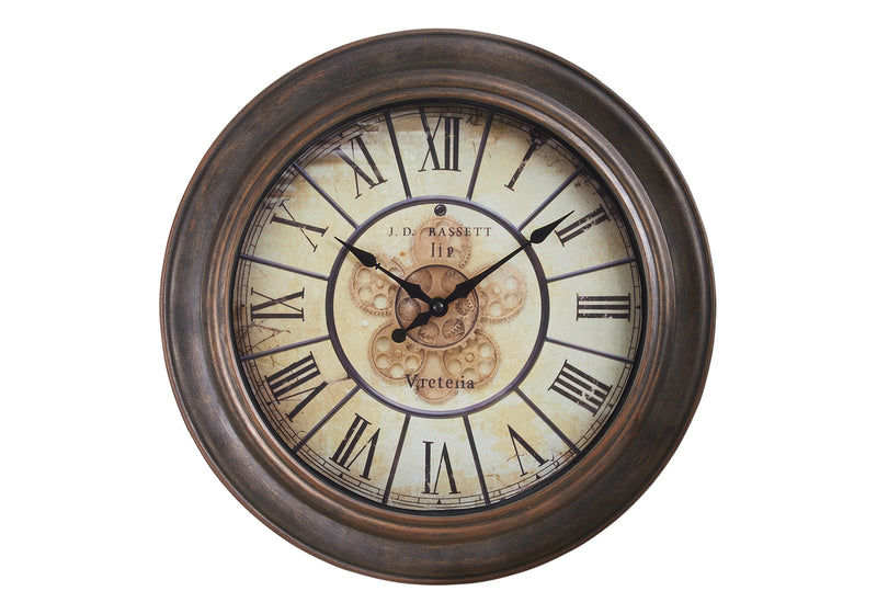 Clocks, 15" Round, Wall Clock, Antique Brown, Transitional