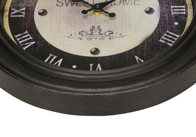 Clocks, 16" Round, Wall Clock, Antique Brown, Transitional