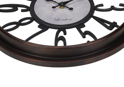 Clocks, 16" Round, Wall Clock, Antique Brown, Transitional