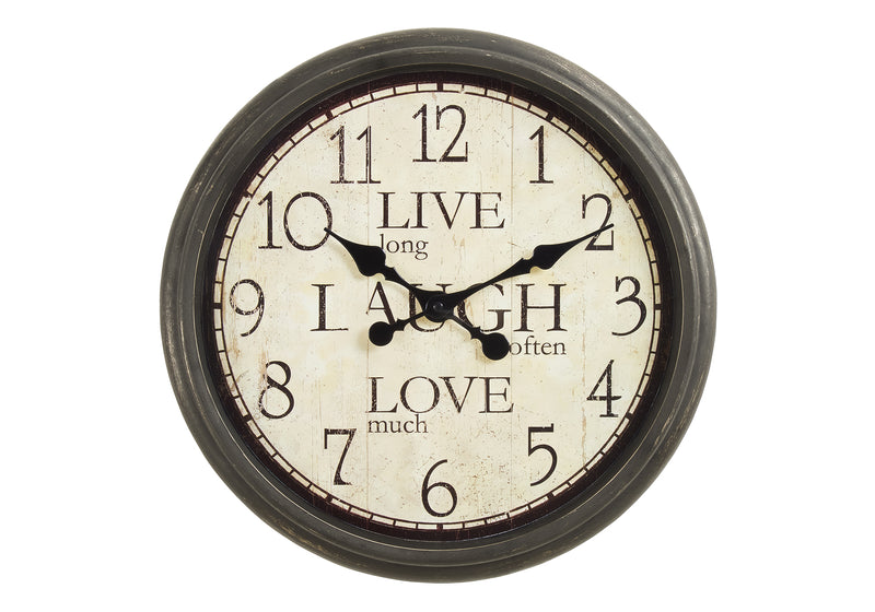 Clocks, 16" Round, Wall Clock, Antique Brown, Transitional