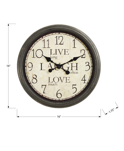 Clocks, 16" Round, Wall Clock, Antique Brown, Transitional