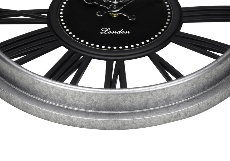 Clocks, 16" Round, Wall Clock, Silver, Black, Transitional