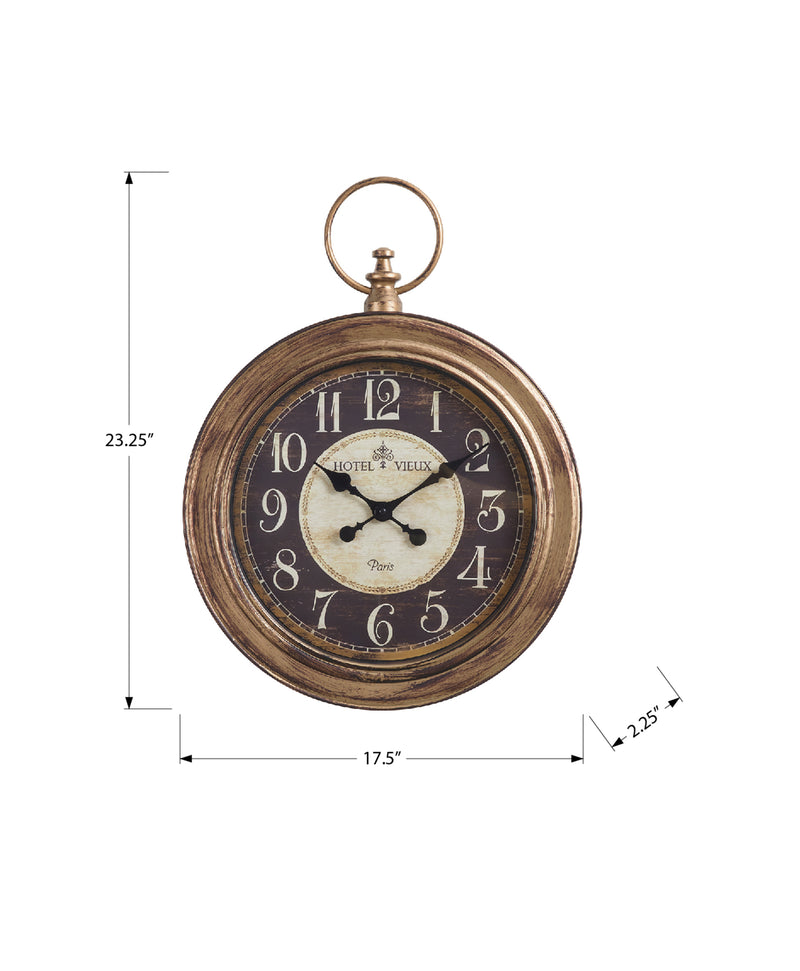 Clocks, 18" Round, Wall Clock, Antique Brown, Traditional