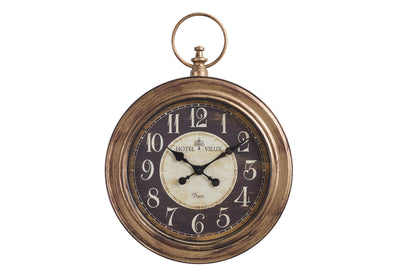 Clocks, 18" Round, Wall Clock, Antique Brown, Traditional