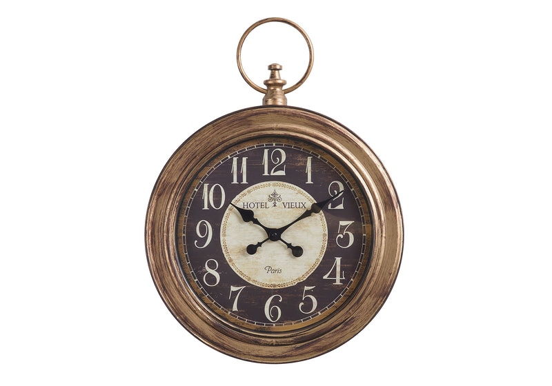 Clocks, 18" Round, Wall Clock, Antique Brown, Traditional