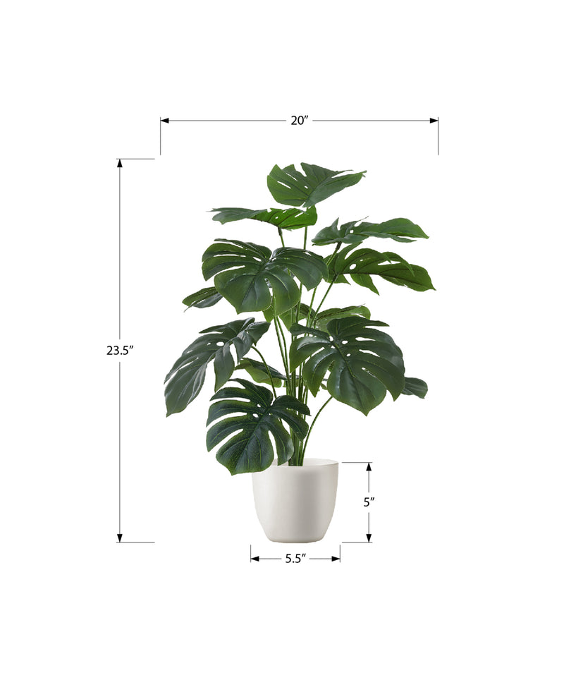 24" Artificial Monstera Plant - Indoor Faux Greenery in White Pot