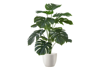 24" Artificial Monstera Plant - Indoor Faux Greenery in White Pot