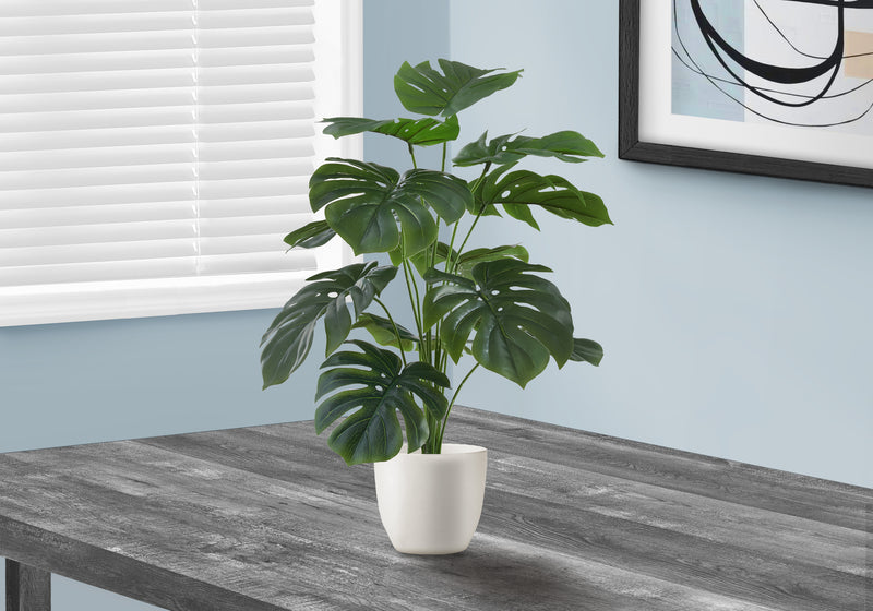 24" Artificial Monstera Plant - Indoor Faux Greenery in White Pot