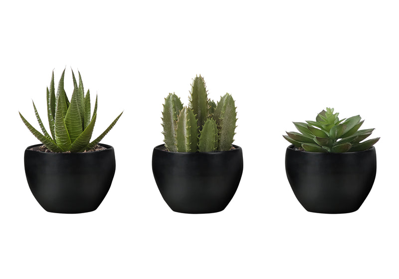 Succulent Artificial Plant Set of 3 - 6" Tall Indoor Faux Greenery