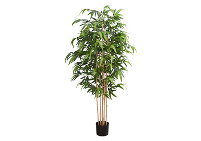 83" Tall Artificial Bamboo Tree Indoor Floor Plant Real Touch Green Leaves Black Pot