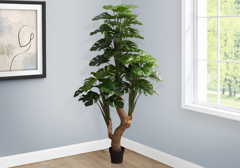 83" Tall Artificial Monstera Tree, Real Touch Green Leaves, Potted Plant