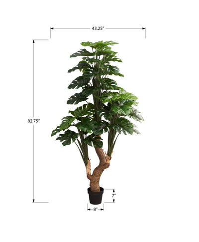 83" Tall Artificial Monstera Tree, Real Touch Green Leaves, Potted Plant