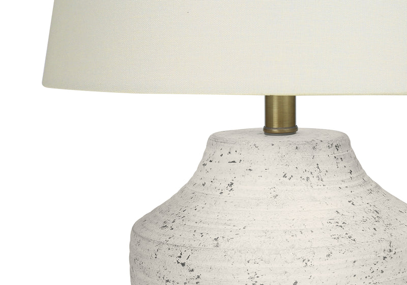 Modern Cream Concrete Table Lamp with Ivory Shade - 20"H