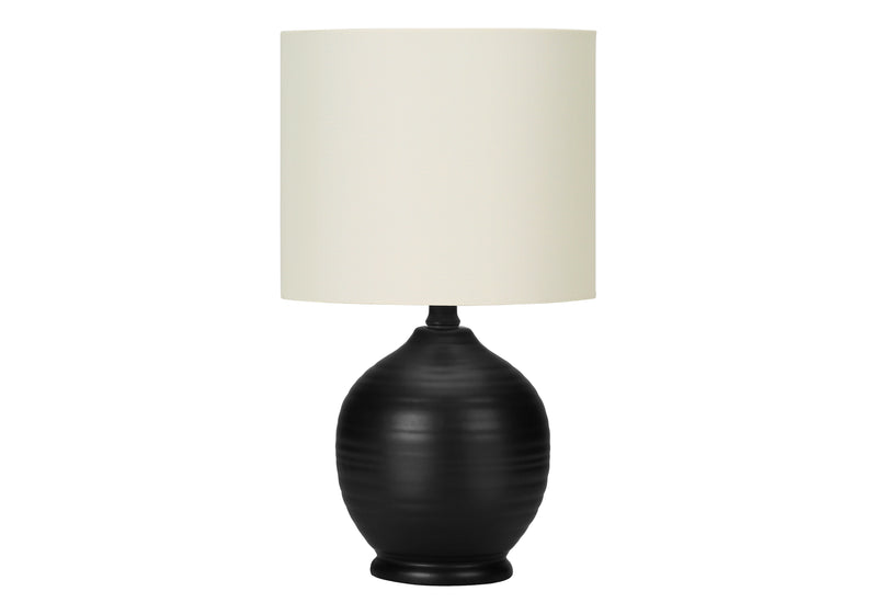 Transitional Black Ceramic Table Lamp with Ivory Shade, 17"H