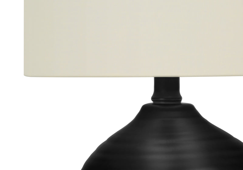 Transitional Black Ceramic Table Lamp with Ivory Shade, 17"H