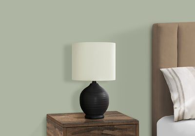 Transitional Black Ceramic Table Lamp with Ivory Shade, 17"H