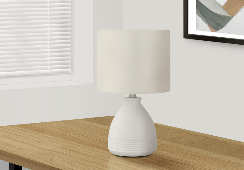 Modern Cream Ceramic Table Lamp 17"H with Ivory Shade - Stylish Lighting