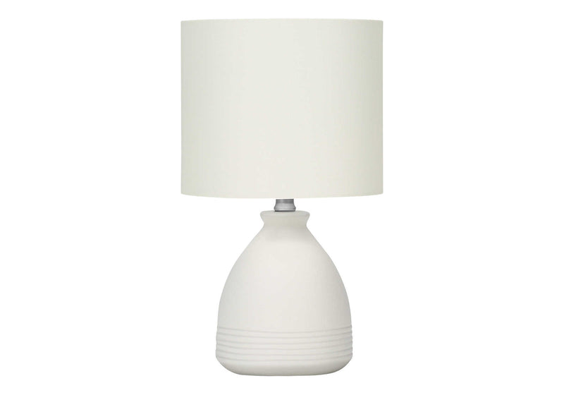 Modern Cream Ceramic Table Lamp 17"H with Ivory Shade - Stylish Lighting