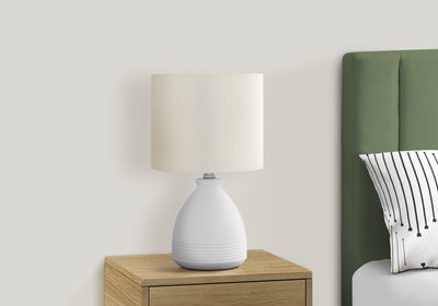 Modern Cream Ceramic Table Lamp 17"H with Ivory Shade - Stylish Lighting