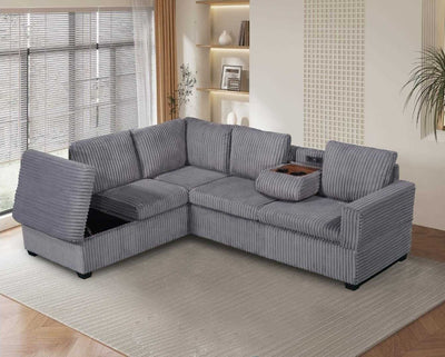 Payless Furniture Grey Velvet reversible Sectional 