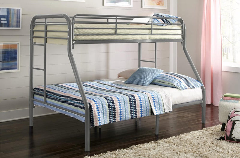 Space Saving Grey Single/Double Steel Platform Bunkbed