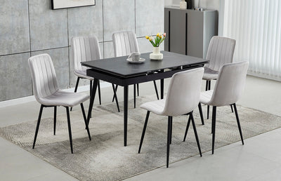 Modern 7-Piece Extension Dining Set with Sintered Stone Marble Top