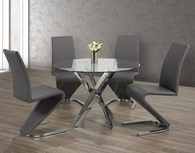 Upholstered Grey Leatherette ‘Z’ Shaped Dining Chairs - Set of 2