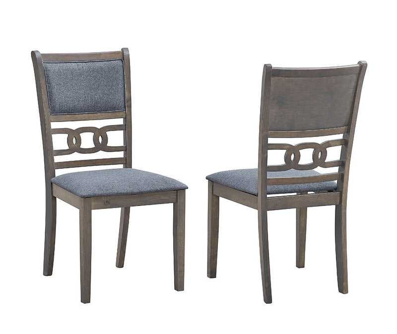 Chic 5-Piece Round Dining Set with Grey Fabric Seats