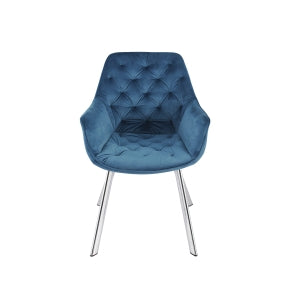 Affordable blue velvet arm chair with chrome legs - Canada's top furniture choice-6