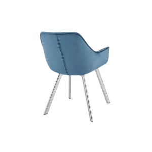 Affordable blue velvet arm chair with chrome legs - Canada's top furniture choice-9