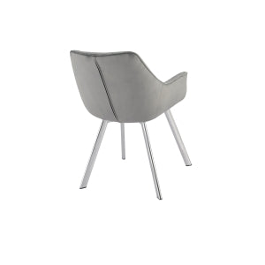 Affordable furniture in Canada: 1322C-GY Arm Chair, Grey Velvet with Chrome Legs-9