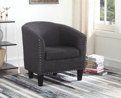 Grey Fabric Tub Chair with Nailhead Trim