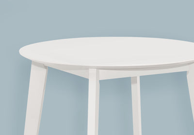 Round Dining Table, Small Size, White Veneer, Wood Legs - Perfect for Kitchen or Dining Room