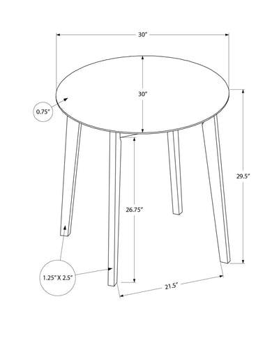 Round Dining Table, Small Size, White Veneer, Wood Legs - Perfect for Kitchen or Dining Room