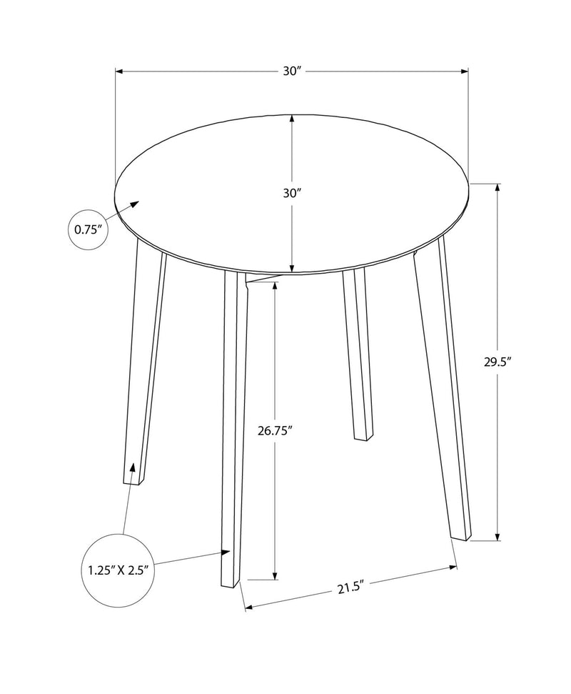 Round Dining Table, Small Size, White Veneer, Wood Legs - Perfect for Kitchen or Dining Room