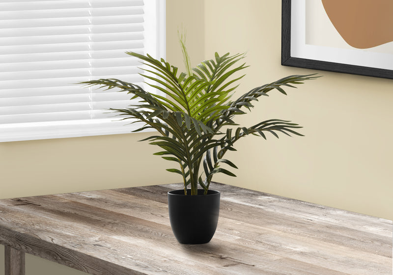 20" Tall Artificial Palm Plant - Real Touch Green Leaves, Indoor Decorative Faux Greenery