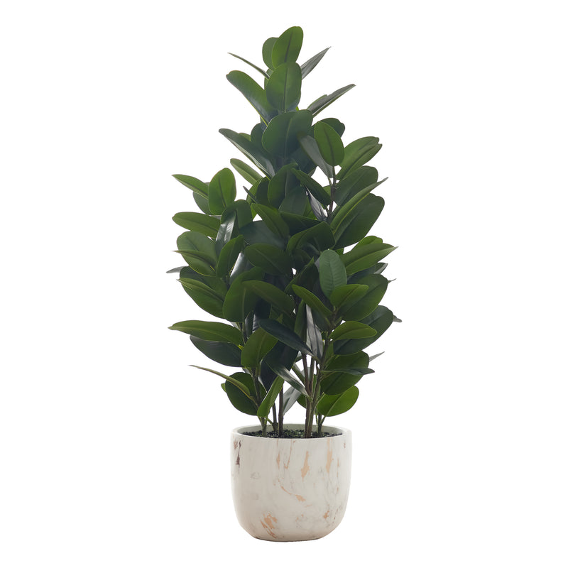 31" Tall Artificial Garcinia Tree - Indoor Faux Plant, Real Touch, Decorative Greenery in White Cement Pot