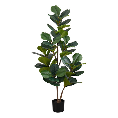 49" Tall Fiddle Tree: Real Touch Artificial Plant, Indoor Greenery with Decorative Black Pot