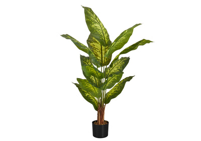 47" Tall Artificial Evergreen Tree with Real Touch Green Leaves, Perfect Floor Decor